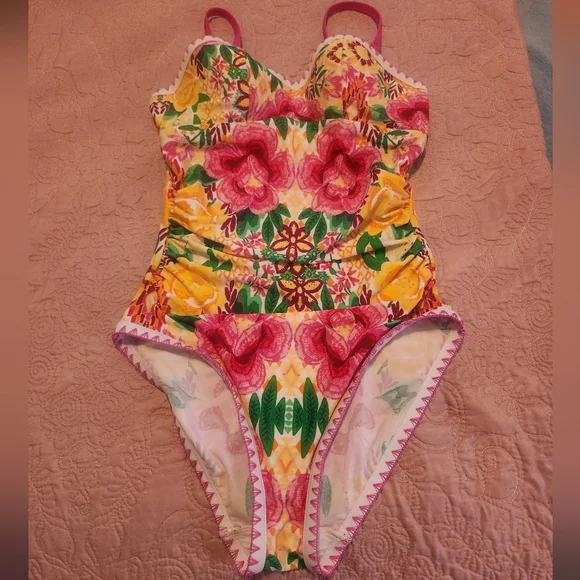 FigLeaves Yellow Frida Bandeau Tummy Control 1pc Bathing Suit size 34B - Picture 2 of 5